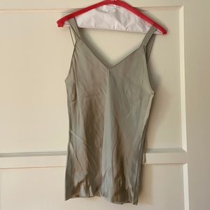 HELMUT LANG SILVER SILK TANK PART OF 2 PIECE SET